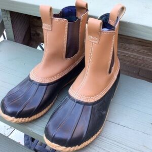 Lands End Chelsea Duck Boots Brown Leather Pull Over Women’s